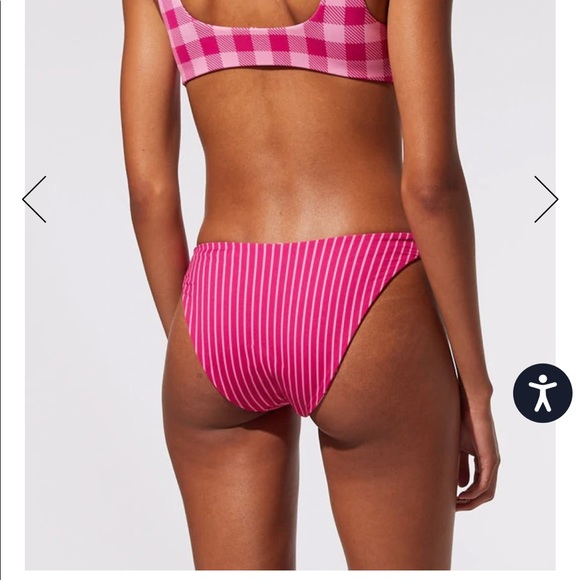 NEW W/ TAGS. Solid & striped. THE ELLE BOTTOM REVERSIBLE STRIPE & GINGHAM ORCHID - Picture 5 of 5